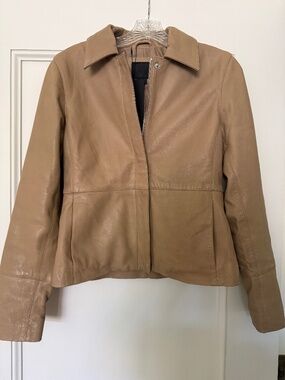Zara tan leather jacket, size xs, nwt never worn